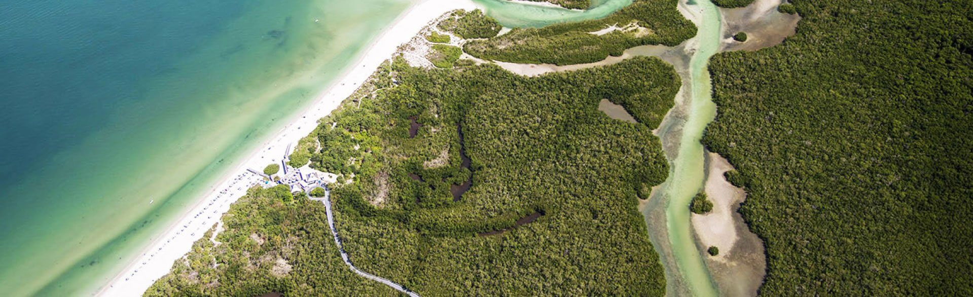 Aerial view of Naples Grande along with location of resort relative to the state of Florida